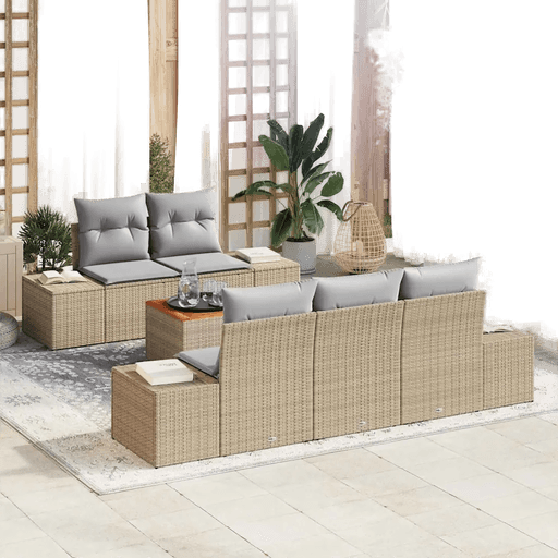 Vidaxl Hagesofa Set 6 pcs Beige og lys grå