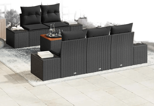 Vidaxl Hagesofa Set 6 pcs Svart