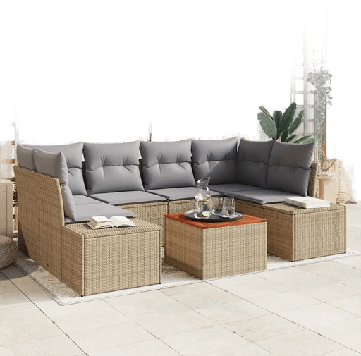 Vidaxl Hagesofa Set 7 pcs Beige og lys grå