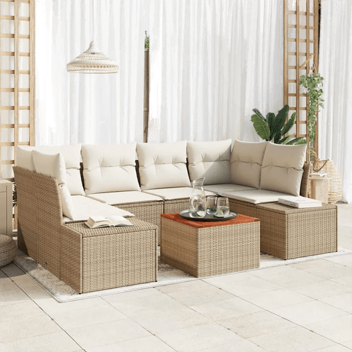 Vidaxl Hagesofa Set 7 pcs Beige