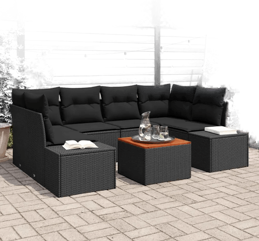 Vidaxl Hagesofa Set 7 pcs Svart