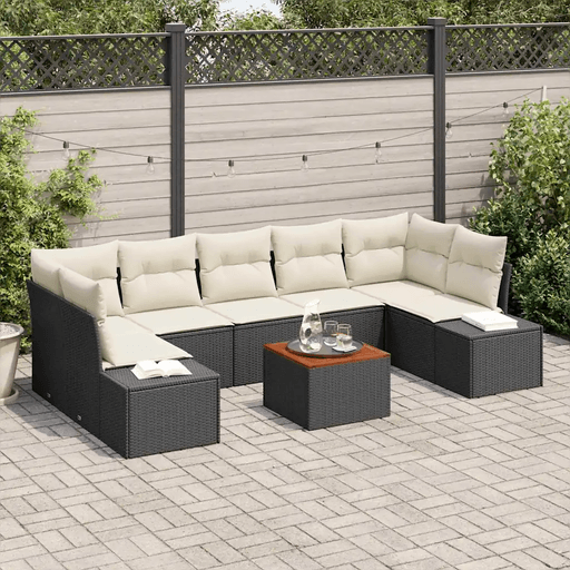 Vidaxl Hagesofa Set 8 pcs Svart og krem