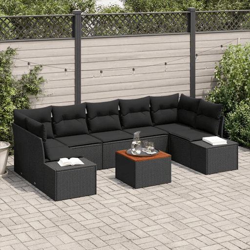 Vidaxl Hagesofa Set 8 pcs Svart