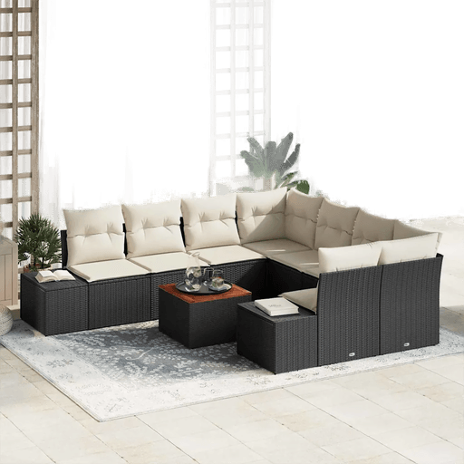 Vidaxl Hagesofa Set 9 pcs Svart og krem