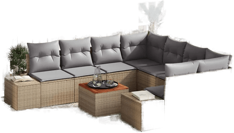 Vidaxl Hagesofa Set 9 pcs Beige og lys grå