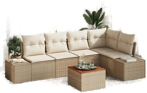 Vidaxl Hagesofa Set 6 pcs Beige