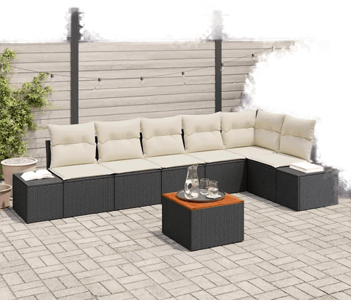 Vidaxl Hagesofa Set 7 pcs Svart og krem