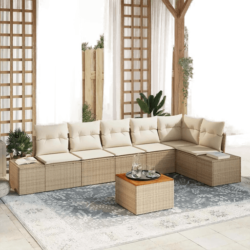 Vidaxl Hagesofa Set 7 pcs Beige