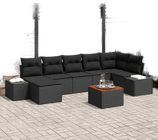 Vidaxl Hagesofa Set 8 deler Svart