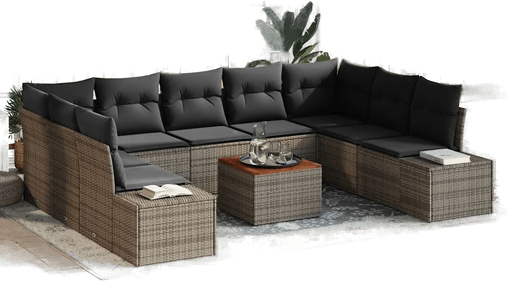 Vidaxl Hagesofa Set 10 pcs Grå