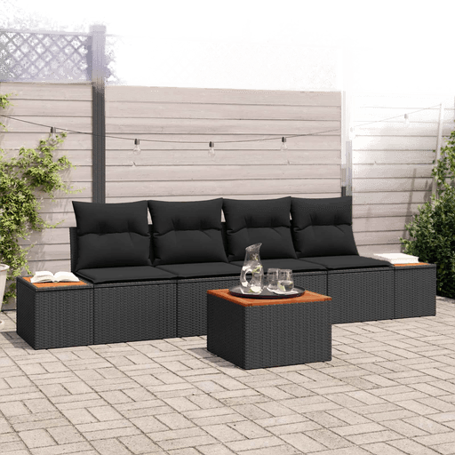 Vidaxl Hagesofa Set 5 pcs Svart