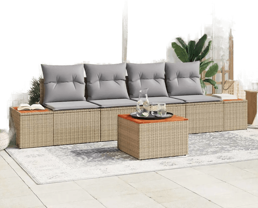 Vidaxl Hagesofa Set 5 pcs Beige