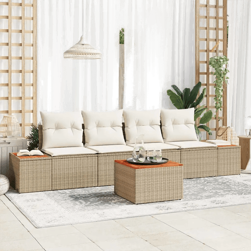 Vidaxl Hagesofa Set 5 pcs Beige