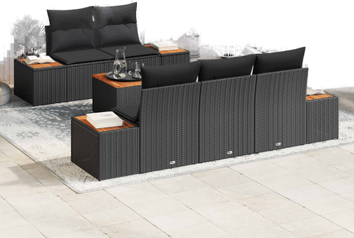 Vidaxl Hagesofa Set 6 pcs Svart
