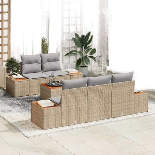 Vidaxl Hagesofa Set 6 pcs Beige