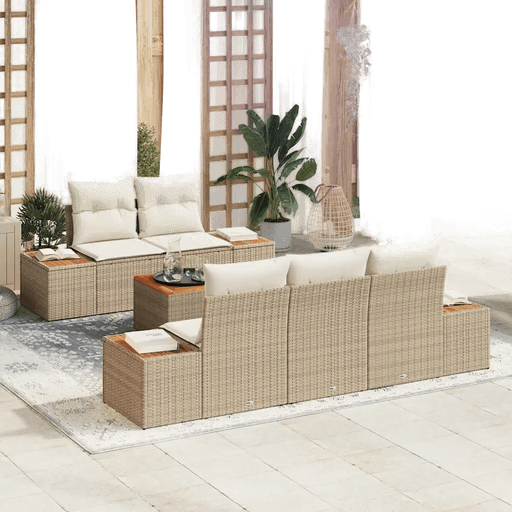 Vidaxl Hagesofa Set 6 pcs Beige