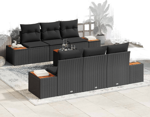 Vidaxl Hagesofa Set 7 pcs Svart