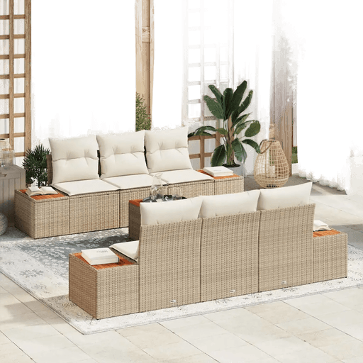 Vidaxl Hagesofa Set 7 pcs Beige
