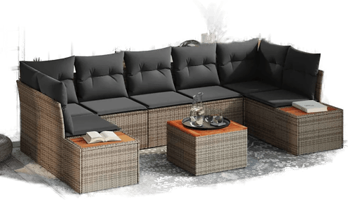 Vidaxl Hagesofa Set 8 pcs Grå