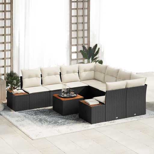 Vidaxl Hagesofa Set 9 pcs Svart