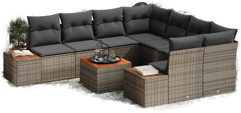 Vidaxl Hagesofa Set 9 pcs Grå