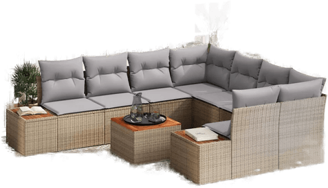 Vidaxl Hagesofa Set 9 pcs Beige