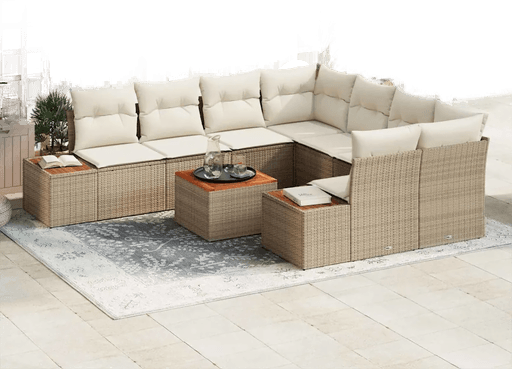 Vidaxl Hagesofa Set 9 pcs Beige