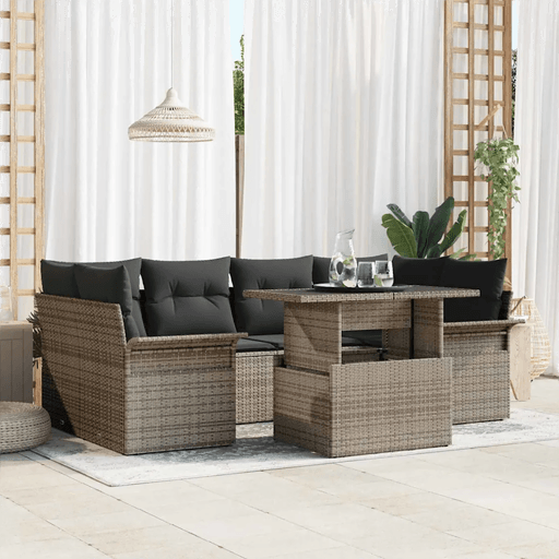 Vidaxl Hagesofa Set 7 pcs Grå Poly Rattan