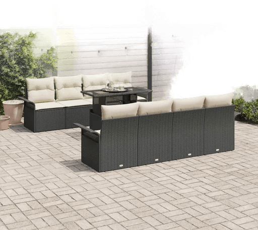 Vidaxl Hagesofa Set 9 pcs Svart