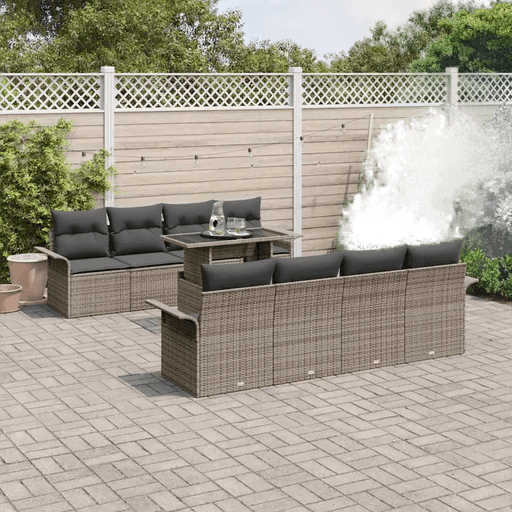 Vidaxl Hagesofa Set 9 pcs Grå