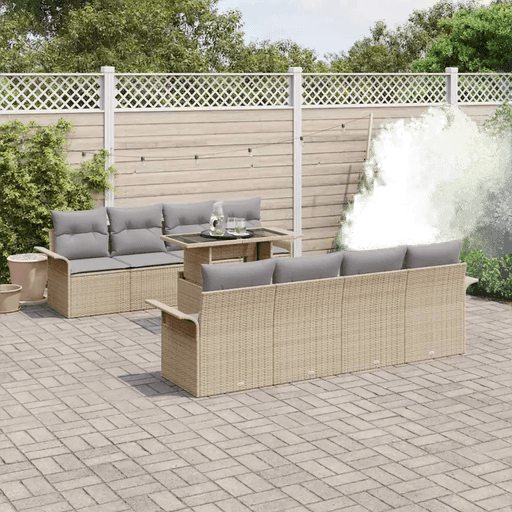 Vidaxl Hagesofa Set 9 pcs Beige