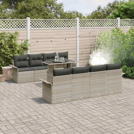 Vidaxl Hagesofa Set 9 pcs Lysegrå