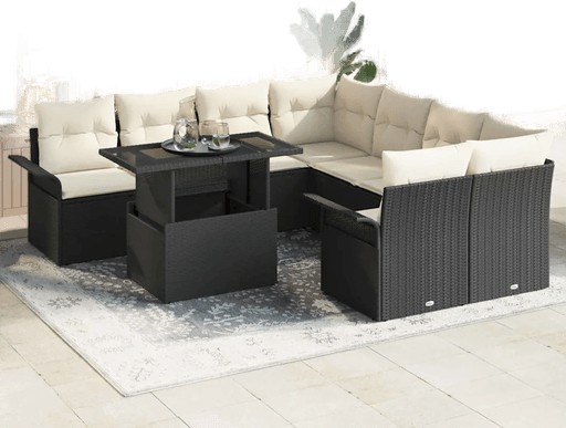 Vidaxl Hagesofa Set 9 pcs Svart