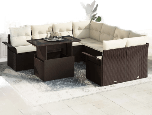 Vidaxl Hagesofa Set 9 pcs Brun