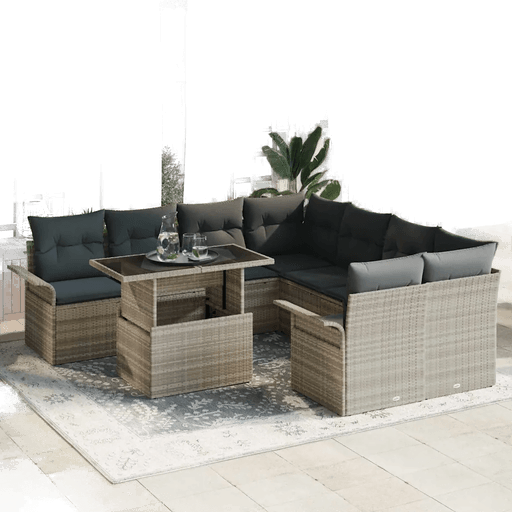 Vidaxl Hagesofa Set 9 pcs Lysegrå