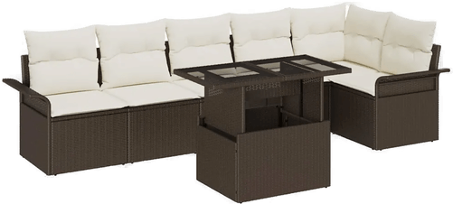 Vidaxl Hagesofa Set 7 pcs Brun