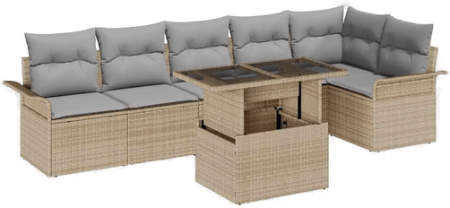 Vidaxl Hagesofa Set 7 pcs Beige