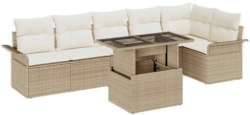 Vidaxl Hagesofa Set 7 pcs Beige