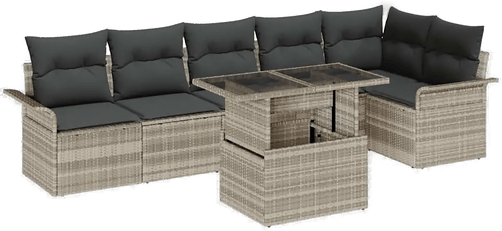 Vidaxl Hagesofa Set 7 pcs Lysegrå