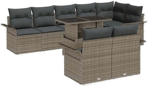 Vidaxl Hagesofa Set 9 pcs Grå