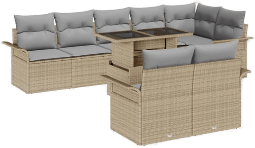 Vidaxl Hagesofa Set 9 pcs Beige