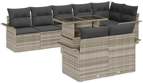 Vidaxl Hagesofa Set 9 pcs Lysegrå