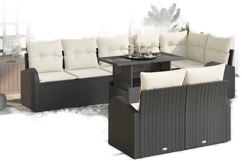 Vidaxl Hagesofa Set 9 pcs Svart