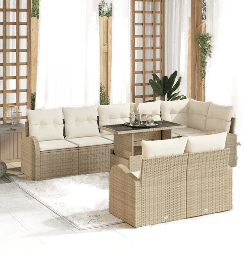 Vidaxl Hagesofa Set 9 pcs Beige