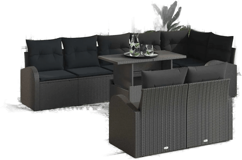 Vidaxl Hagesofa Set 9 pcs Svart