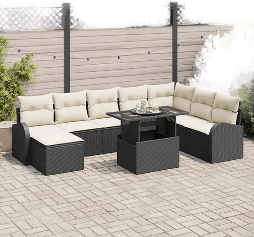 Vidaxl Hagesofa Set 9 pcs Svart