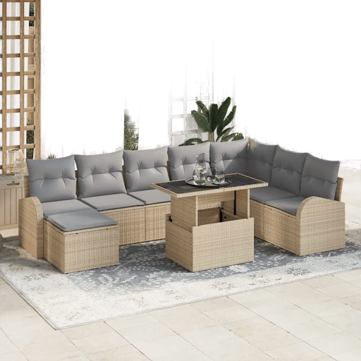 Vidaxl Hagesofa Set 9 pcs Beige