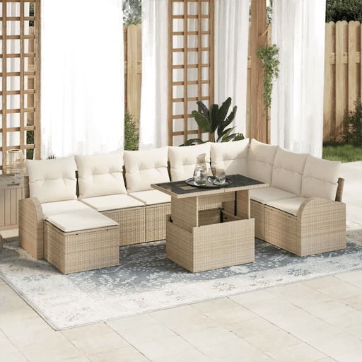 Vidaxl Hagesofa Set 9 pcs Beige