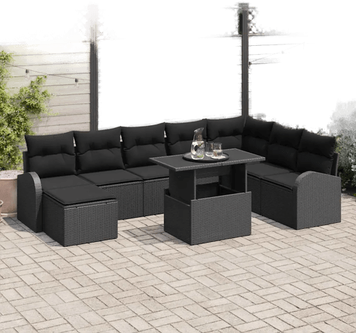 Vidaxl Hagesofa Set 9 pcs Svart