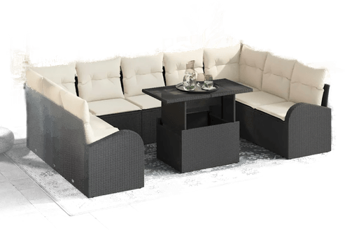 Vidaxl Hagesofa Set 10 pcs Svart